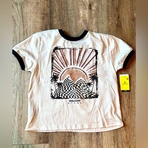 Volcom Sunburst Graphic Tee - Cream and Black - XL (14/16) NWT